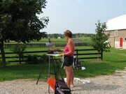 Painting at Gateway Farm on a very HOT day!